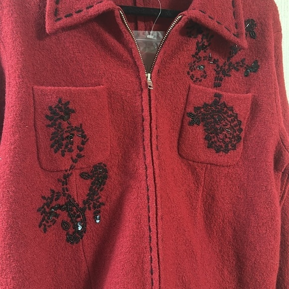 NWT CONRAD C 💯% Soft Wool Jacket with Embroidery Detail Sz Large - Picture 4 of 7